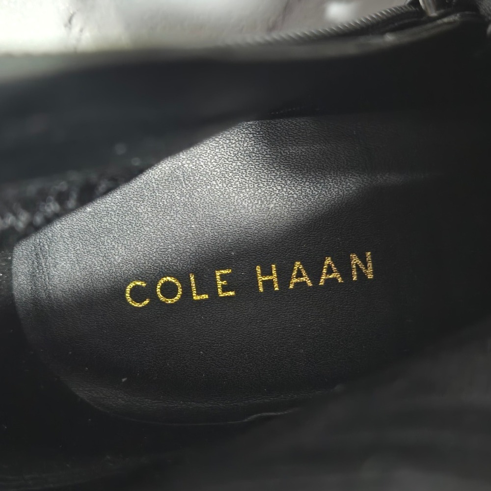 Cole Haan Eneida Ankle Boots Womens 5.5B Black Leather Wedge Pointed Toe Zip - Picture 8 of 11